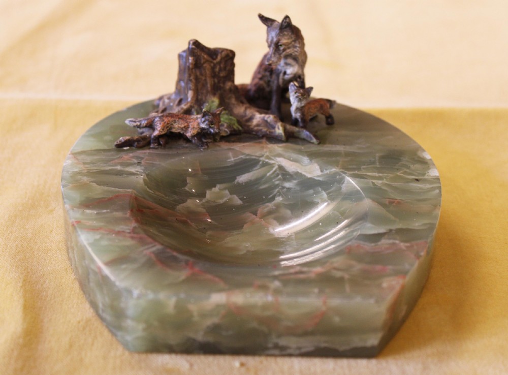 Austrian cold painted bronze fox and cubs View III
