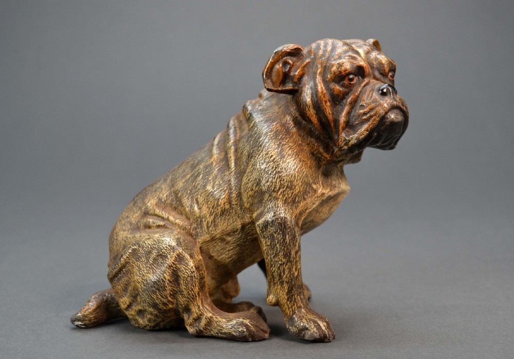 Rare Cold Painted Austrian art metal  Bulldog flint striker. 