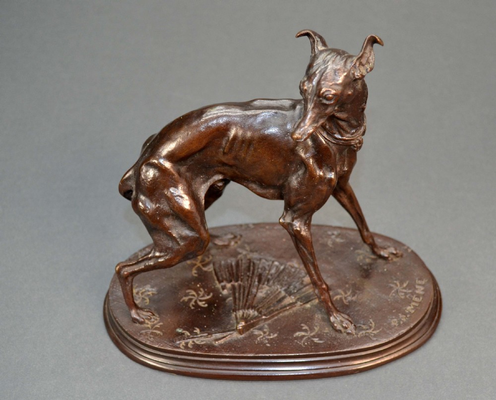 Bronze Italian Greyhound by P. J. Mene View V