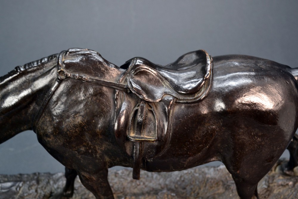 Bronze Horse and Dog, by P. J. Mene  circa 1860.   ( Jument a l'Ecurie Juoaunt avec un Chien ) View IV
