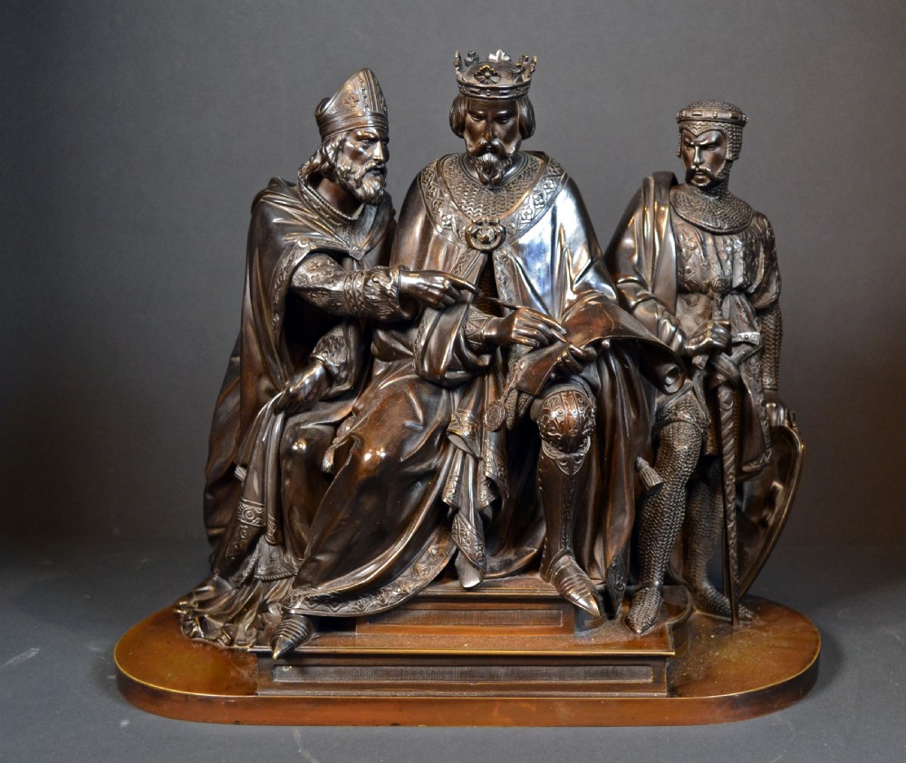 A superb 19th century bronze of 'The Signing of the Magna Carta by Francois Theodore Devaulx