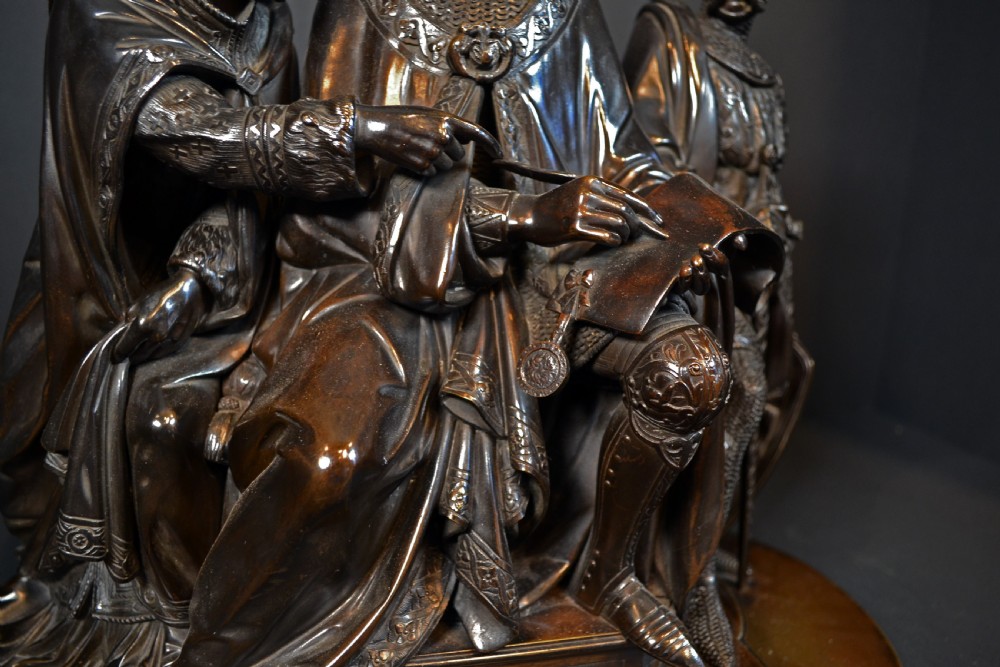 A superb 19th century bronze of 'The Signing of the Magna Carta by Francois Theodore Devaulx View IV