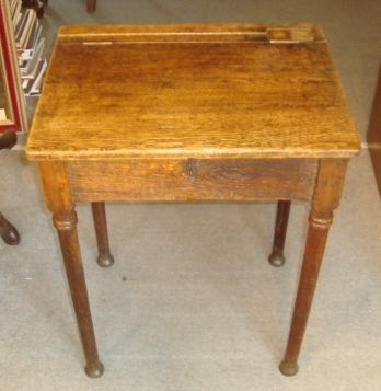 Solid Oak Childs School Desk Reportedly From The Primary School Of