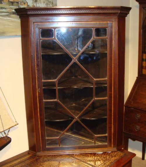 Late Victorian, Inlaid Mahogany Corner Cabinet.