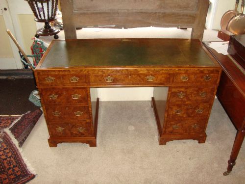 Fine Quality Victorian Walnut Pedestal Desk of Classic Proportions.