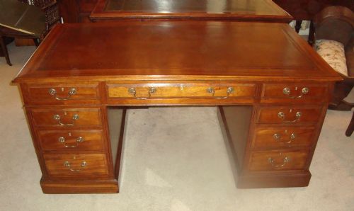 A Well Made and Nicely Proportioned, Late Victorian, Solid Mahogany Pedestal Desk.