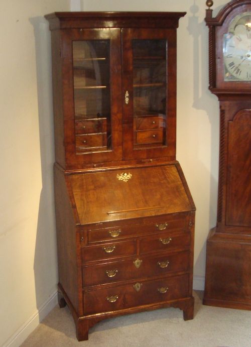 Early Georgian Walnut Bureau Bookcase