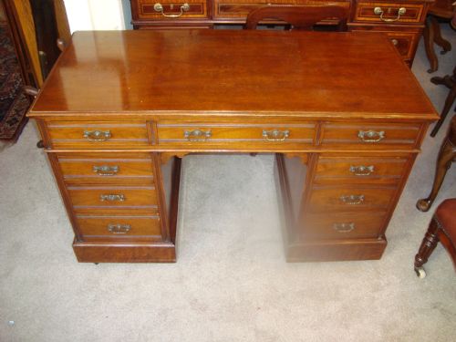 Victorian Solid and Golden Walnut Kneehole Desk