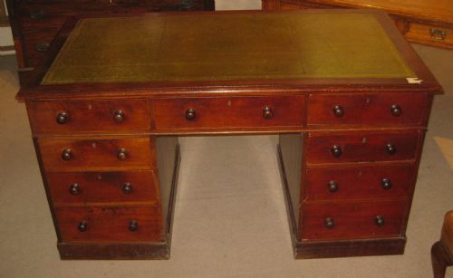 Victorian Mahogany, Well Proportioned, Pedestal Desk.