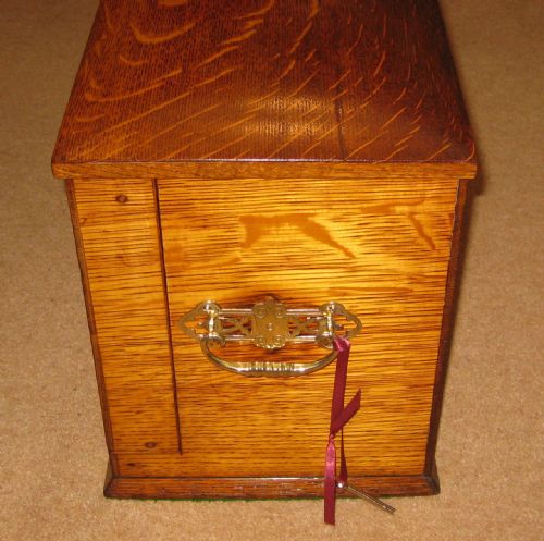 A STUNNING CIRCA 1890 OAK DROPFRONT STATIONERY CABINET - ADDITIONAL PHOTO 2