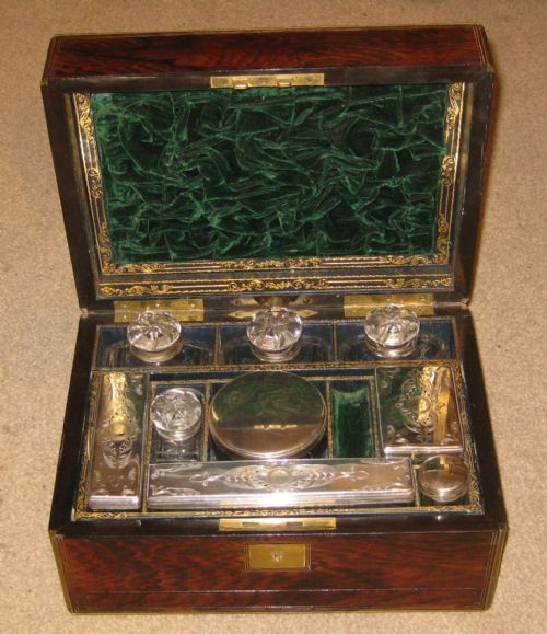 BEAUTIFUL VICTORIAN ROSEWOOD BRASS BANDED VANITY BOX - ADDITIONAL PHOTO 1