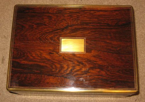 BEAUTIFUL VICTORIAN ROSEWOOD BRASS BANDED VANITY BOX - ADDITIONAL PHOTO 4