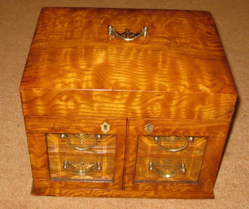 A Very Special and Unusual Victorian Ash Wood Jewellery Box