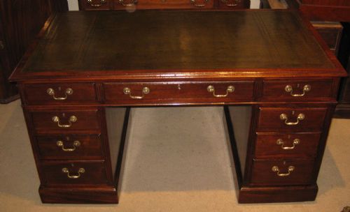 Well Proportioned, Late Victorian,  Solid Mahogany Pedestal Desk.