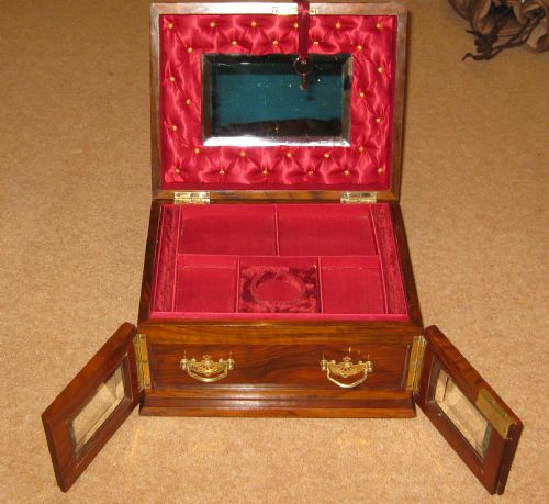 A Good Size Victorian Walnut Jewellery Box