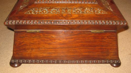 BEAUTIFUL ROSEWOOD SARCOPHAGUS SHAPED SEWING BOX - ADDITIONAL PHOTO 9