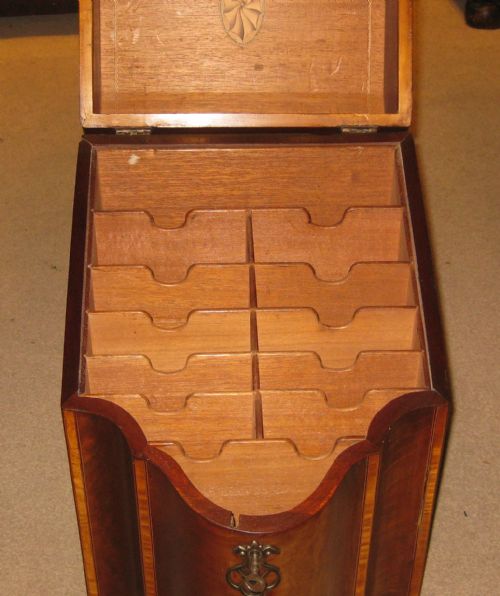 UNUSUALLY LARGE GEORGIAN INLAID MAHOGANY KNIFE BOXSTATIONERY CABINET - ADDITIONAL PHOTO 5