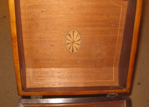 UNUSUALLY LARGE GEORGIAN INLAID MAHOGANY KNIFE BOXSTATIONERY CABINET - ADDITIONAL PHOTO 6