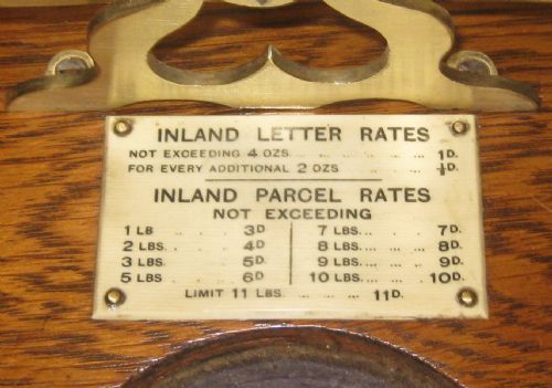 LARGE FINE QUALITY EDWARDIAN SOLID OAK SET OF POSTAL SCALES - ADDITIONAL PHOTO 2