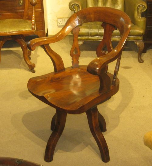 LOVELY VICTORIAN MAHOGANY REVOLVING DESK CHAIR - ADDITIONAL PHOTO 2