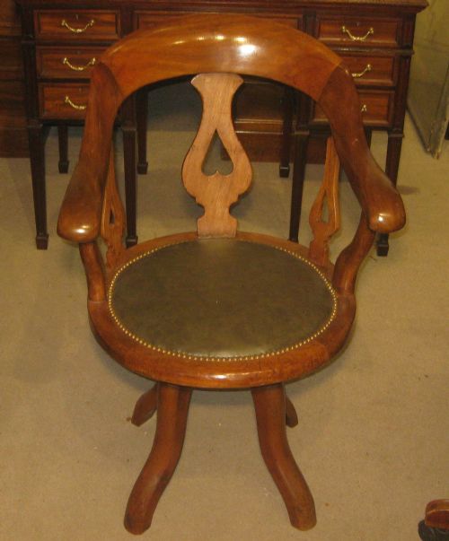 VICTORIAN GOLDEN MAHOGANY REVOLVING DESK CHAIR