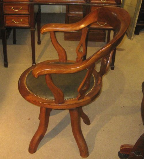 VICTORIAN GOLDEN MAHOGANY REVOLVING DESK CHAIR - ADDITIONAL PHOTO 2