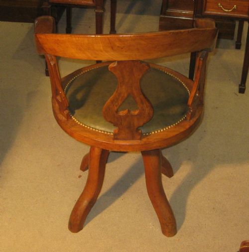 VICTORIAN GOLDEN MAHOGANY REVOLVING DESK CHAIR - ADDITIONAL PHOTO 5