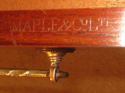 FINE QUALITY ANTIQUE EDWARDIAN FREESTANDING MAHOGANY INLAID CYLINDER DESK BY MAPLE CO LONDON - ADDITIONAL PHOTO 12