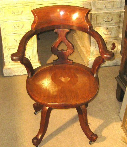 VICTORIAN MAHOGANY REVOLVING DESK CHAIR - ADDITIONAL PHOTO 1
