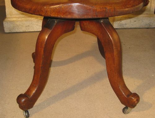VICTORIAN MAHOGANY REVOLVING DESK CHAIR - ADDITIONAL PHOTO 4