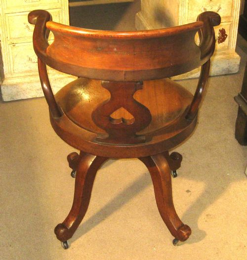 VICTORIAN MAHOGANY REVOLVING DESK CHAIR - ADDITIONAL PHOTO 6
