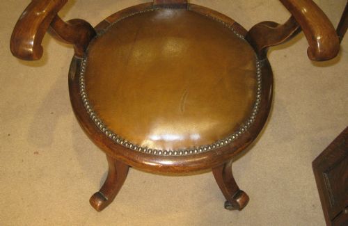 VICTORIAN MAHOGANY REVOLVING DESK CHAIR - ADDITIONAL PHOTO 2