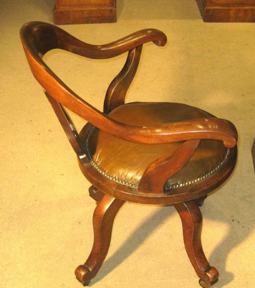 VICTORIAN MAHOGANY REVOLVING DESK CHAIR - ADDITIONAL PHOTO 5