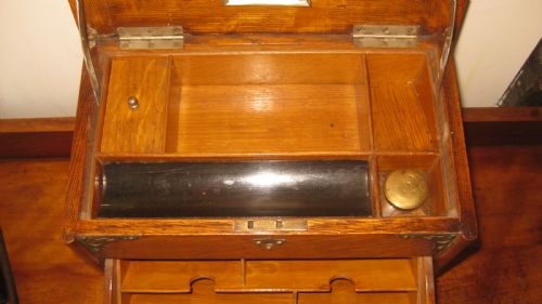 LOVELY EDWARDIAN OAK STATIONERY CABINET - ADDITIONAL PHOTO 2