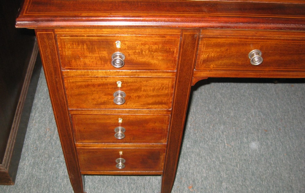 Fine late Victorian mahogany knee-hole desk View II