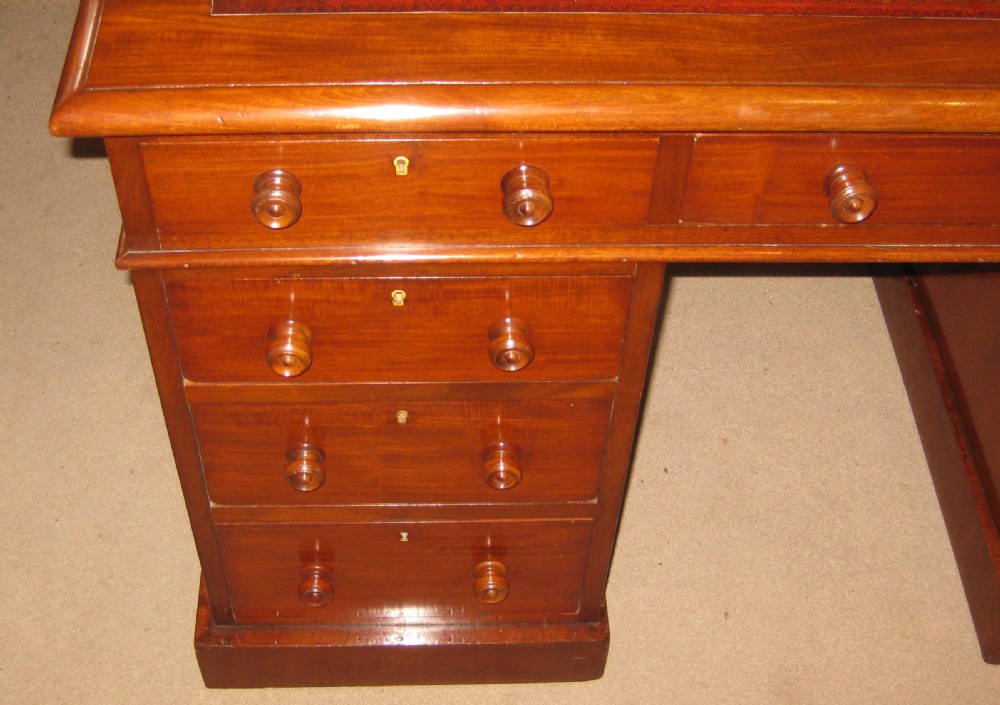 Well proportioned Victorian mahogany pedestal desk View IV