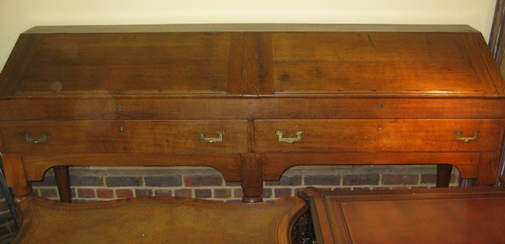 Unusual Victorian solid and golden oak scholars desk View IV