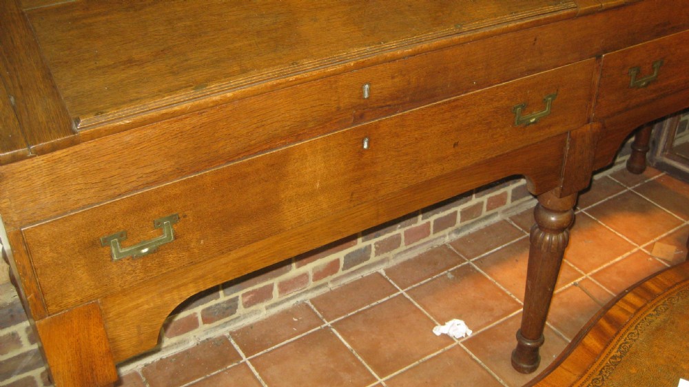 Unusual Victorian solid and golden oak scholars desk View V