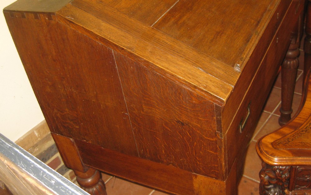 Unusual Victorian solid and golden oak scholars desk View VII