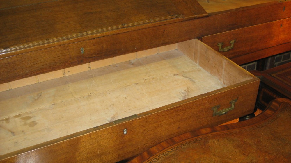 Unusual Victorian solid and golden oak scholars desk View IX