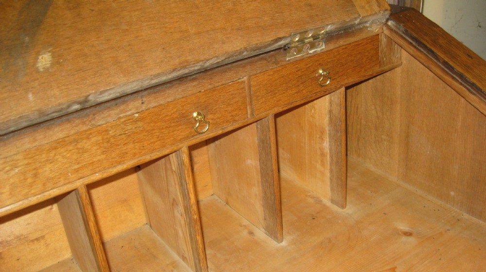 Unusual Victorian solid and golden oak scholars desk View X