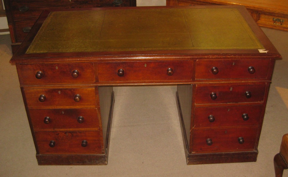 Victorian mahogany, well proportioned, pedestal desk.
