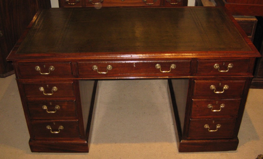 Well proportioned, late Victorian,  solid mahogany pedestal desk.