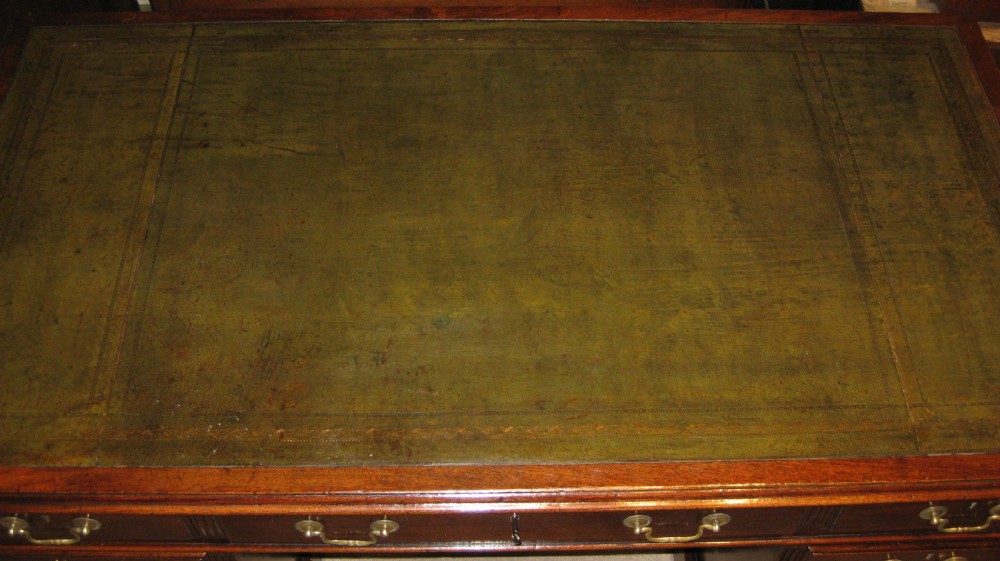 Well proportioned, late Victorian,  solid mahogany pedestal desk. View III