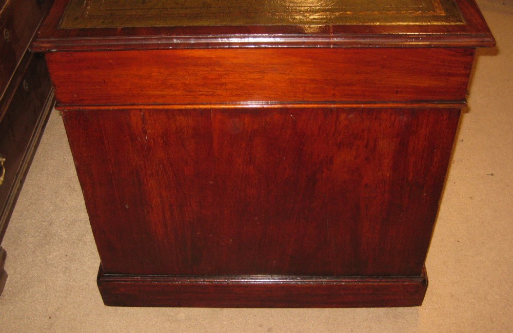 Well proportioned, late Victorian,  solid mahogany pedestal desk. View VI