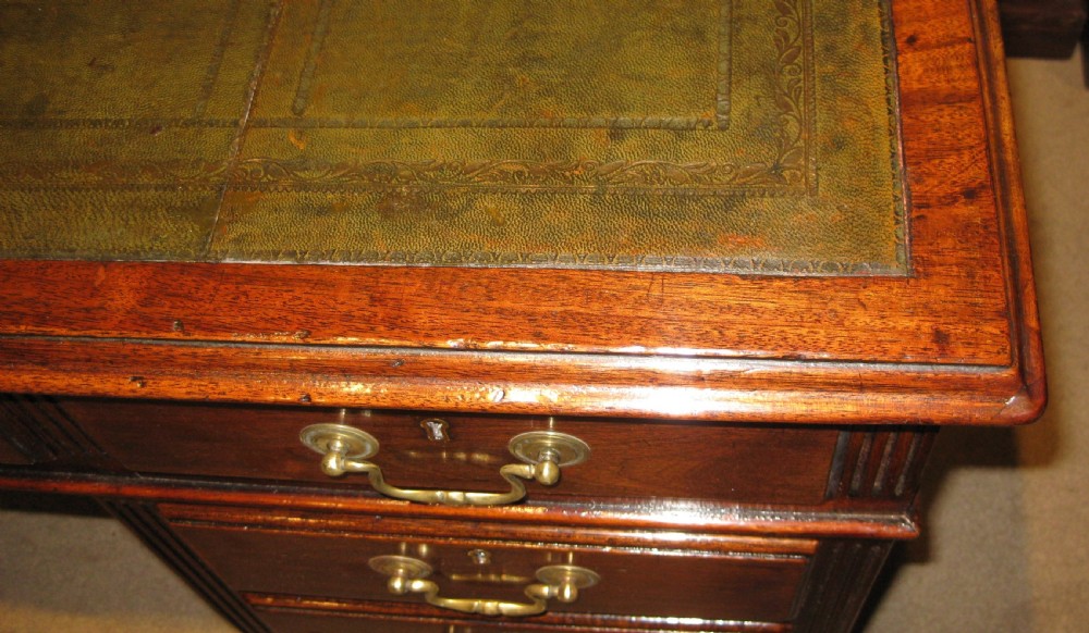 Well proportioned, late Victorian,  solid mahogany pedestal desk. View VII
