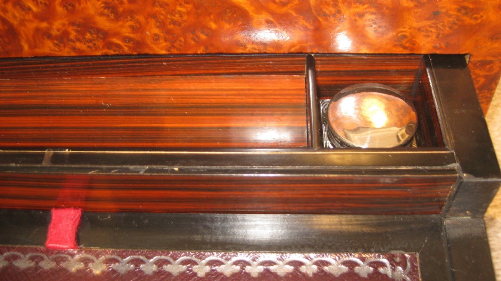 Stunning late Victorian amboyna wood jewellery box.  View VI