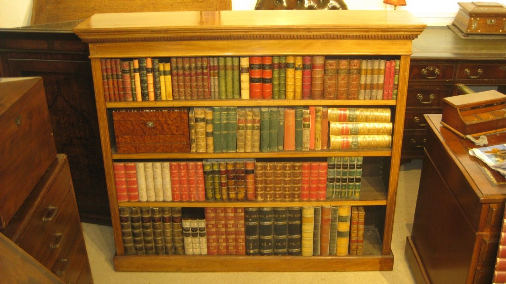 Victorian golden mahogany open bookcase 