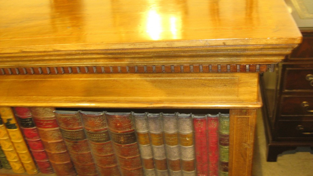 Victorian golden mahogany open bookcase  View II