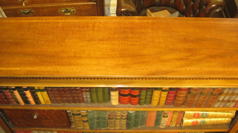 Victorian golden mahogany open bookcase  View III
